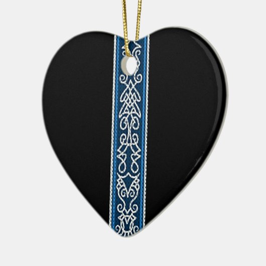 Viking Pattern Blue Keramisch Ornament (Links)