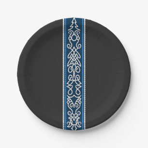 Viking Pattern Blue Papieren Bordje