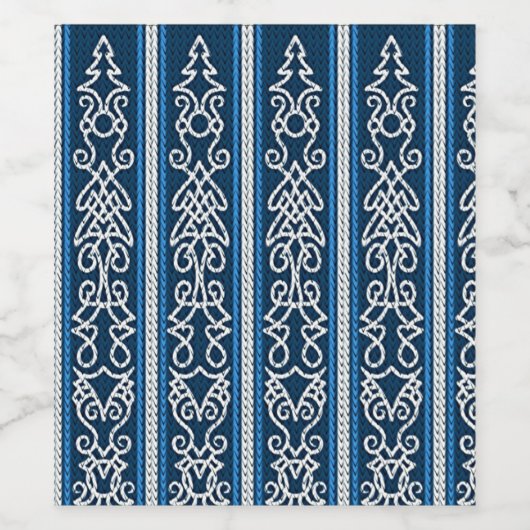 Viking Pattern Blue Wijn Etiket (Enkel label)