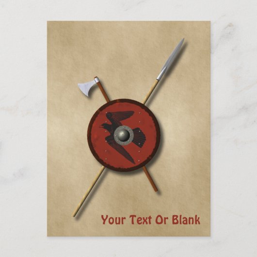 Viking Raven Shield and Weapons Briefkaart (Voorkant)