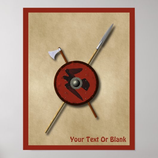 Viking Raven Shield and Weapons Poster (Voorkant)