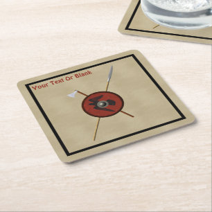 Viking Raven Shield and Weapons Vierkante Kartonnen Onderzetter