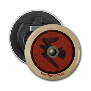 Viking Raven Shield Button Flesopener