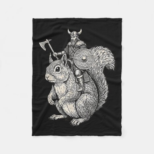 Viking Riding Squirrel Funny Warrior Art  Fleece Deken (Voorkant)