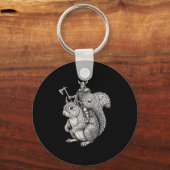 Viking Riding Squirrel Funny Warrior Art Sleutelhanger (Voorkant)