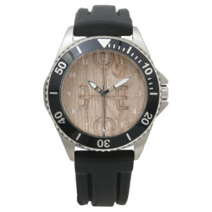 Viking Rune op gekraakt hout Horloge