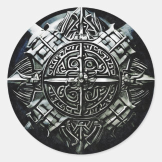 Viking schildert de eerste verdedigingslinie ronde sticker