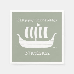 Viking schip/beug met aangepaste achtergrondkleur servet