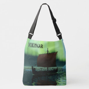 Viking-schip en Noorderlicht Crossbody Tas