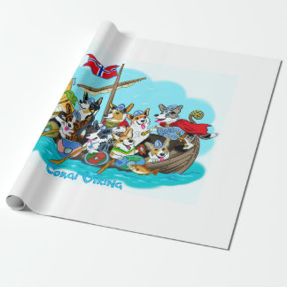 Viking schip gevuld met Corgis Cadeaupapier