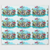 Viking schip gevuld met Corgis Cadeaupapier (Vlak)