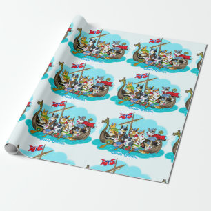 Viking schip gevuld met Corgis Cadeaupapier