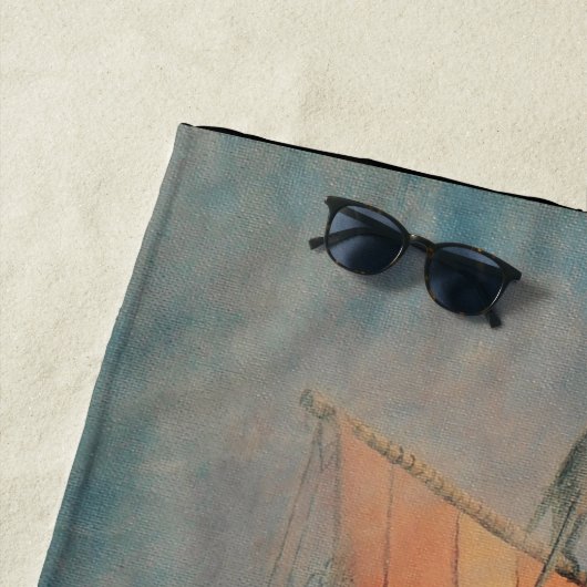 Viking schip/lange boot op zee, pijplijn strandlaken (In situ)