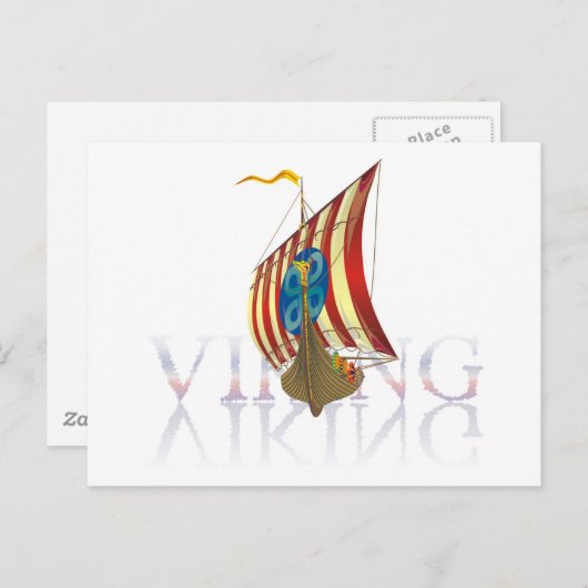 Viking schip reflecteert op mysterieus water briefkaart (Voorkant / Achterkant)