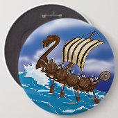 Viking schip ronde button 6,0 cm (Voorkant /achterkant)