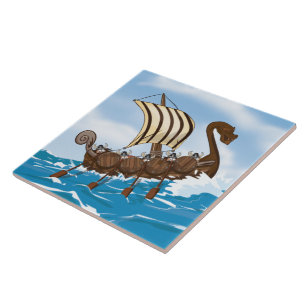 Viking schip tegeltje