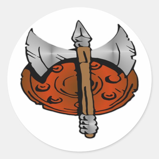 Viking Shield & Battle Ax Ronde Sticker (Voorkant)