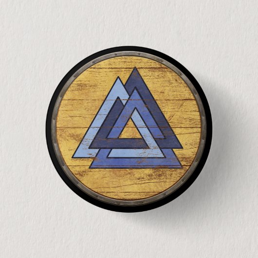 Viking Shield Emblem - Valknut Ronde Button 3,2 Cm (Voorkant)