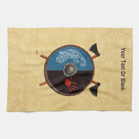 Viking Shield en bijlen Theedoek (Horizontaal)