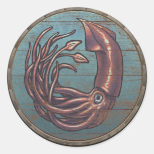 Viking Shield Sticker - Kraken