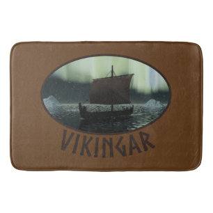 Viking Ship and Northern Lights Badmat
