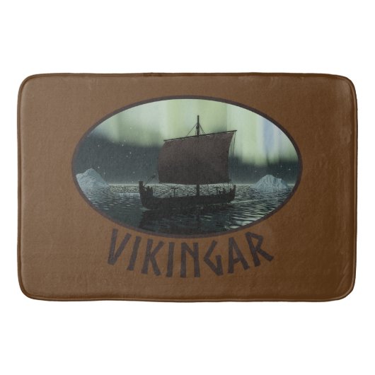 Viking Ship and Northern Lights Badmat (Voorkant)