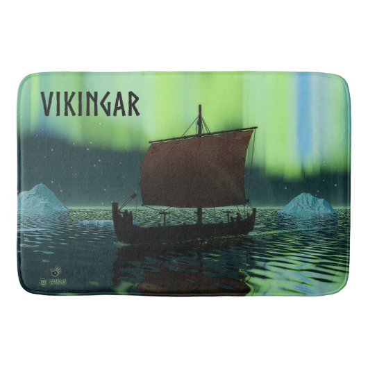 Viking Ship and Northern Lights Badmat (Voorkant)