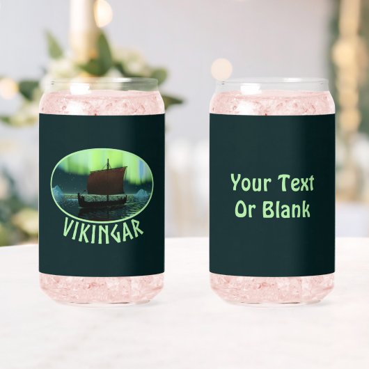 Viking Ship and Northern Lights Blikvorm Glas (Insitu (Huwelijk))