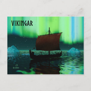 Viking Ship and Northern Lights Briefkaart
