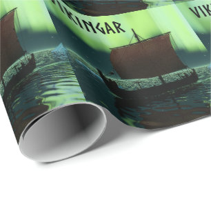 Viking Ship and Northern Lights Cadeaupapier