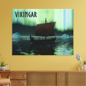 Viking Ship and Northern Lights Canvas Afdruk (Insitu (Woonkamer))