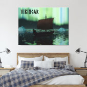 Viking Ship and Northern Lights Canvas Afdruk (Insitu (Slaapkamer))