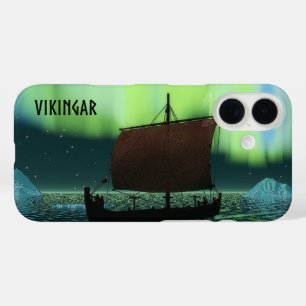Viking Ship and Northern Lights iPhone 16 Hoesje