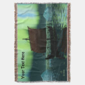 Viking Ship and Northern Lights Deken (Voorkant Verticaal)