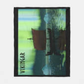 Viking Ship and Northern Lights Fleece Deken (Voorkant)