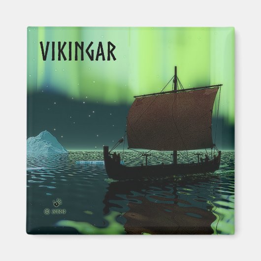 Viking Ship and Northern Lights Magneet (Voorkant)