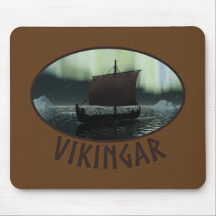 Viking Ship and Northern Lights Muismat