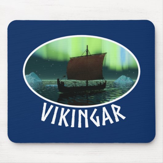 Viking Ship and Northern Lights Muismat (Voorkant)