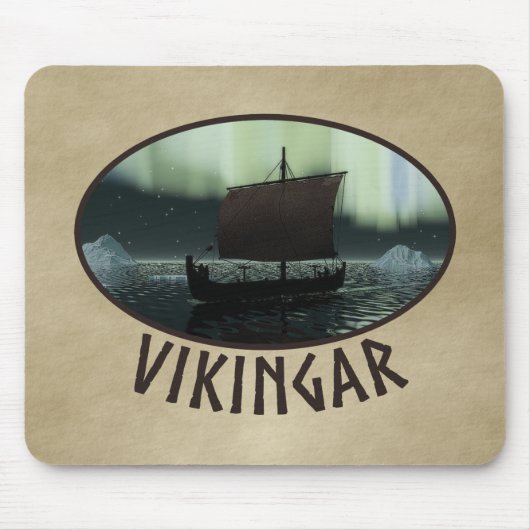 Viking Ship and Northern Lights Muismat (Voorkant)