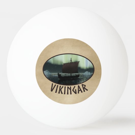 Viking Ship and Northern Lights Pingpongballen (Voorkant)