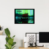 Viking Ship and Northern Lights Poster (Thuiskantoor)