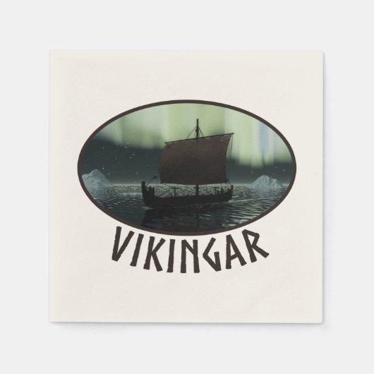 Viking Ship and Northern Lights Servetten (Voorkant)