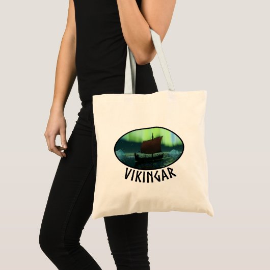 Viking Ship and Northern Lights Tote Bag (Voorkant (product))