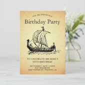  Viking Ship Birthday Party Kaart (Staand voorkant)
