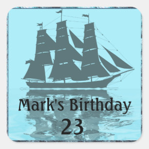 Viking Ship Birthday Vierkante Sticker
