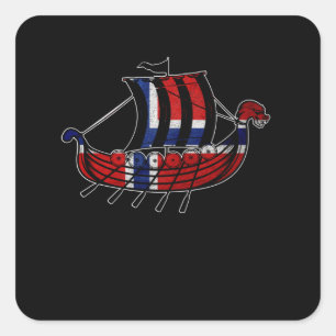 Viking Ship Gift Norway Valhalla Odin Scandinavia Vierkante Sticker
