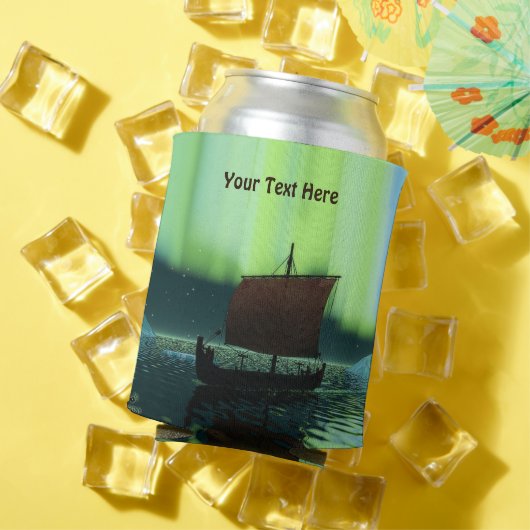 Viking Ship under Northern Lights Blikjeskoeler (Insitu Zomer)