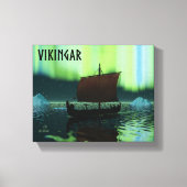 Viking Ship under Northern Lights Canvas Afdruk (Voorkant)