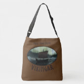 Viking Ship under Northern Lights Crossbody Tas (Achterkant)