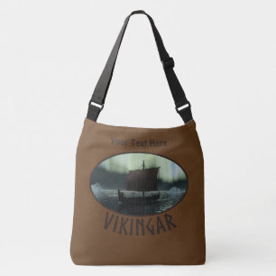 Viking Ship under Northern Lights Crossbody Tas